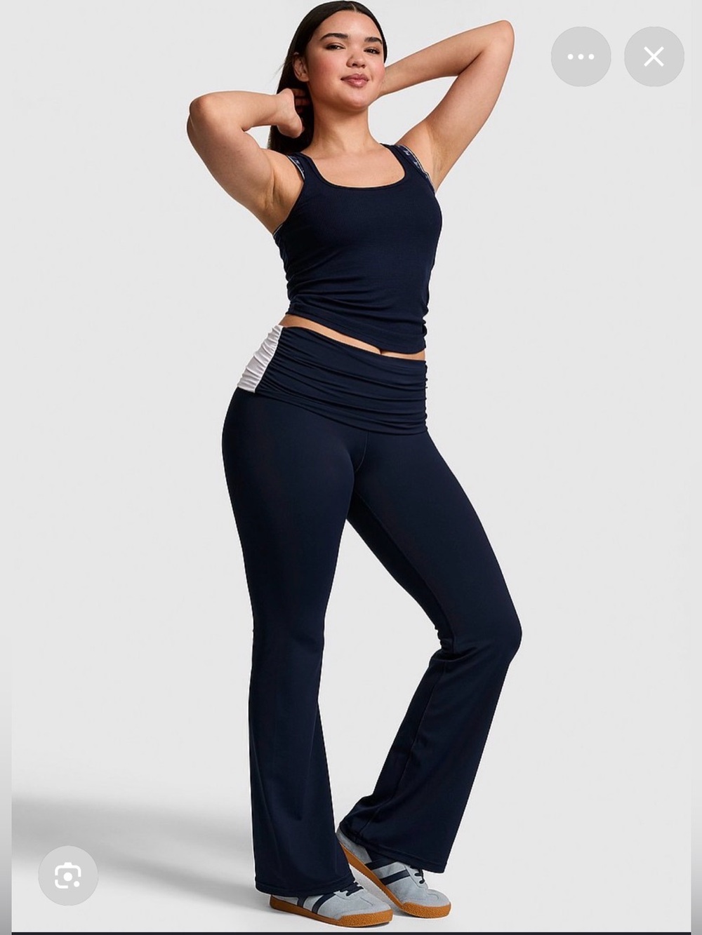 Victoria secret pink relay ruched foldover flare leggings noir navy Mshort